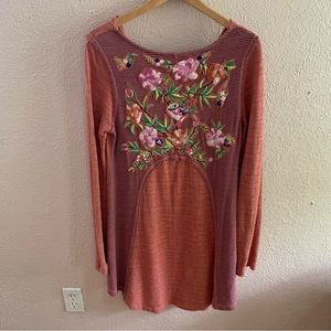 Soft Surroundings Floral Embroidered Floral Waffle Knit top